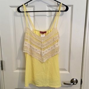 Almost Pink Tank Blouse Yellow With Lace NWT